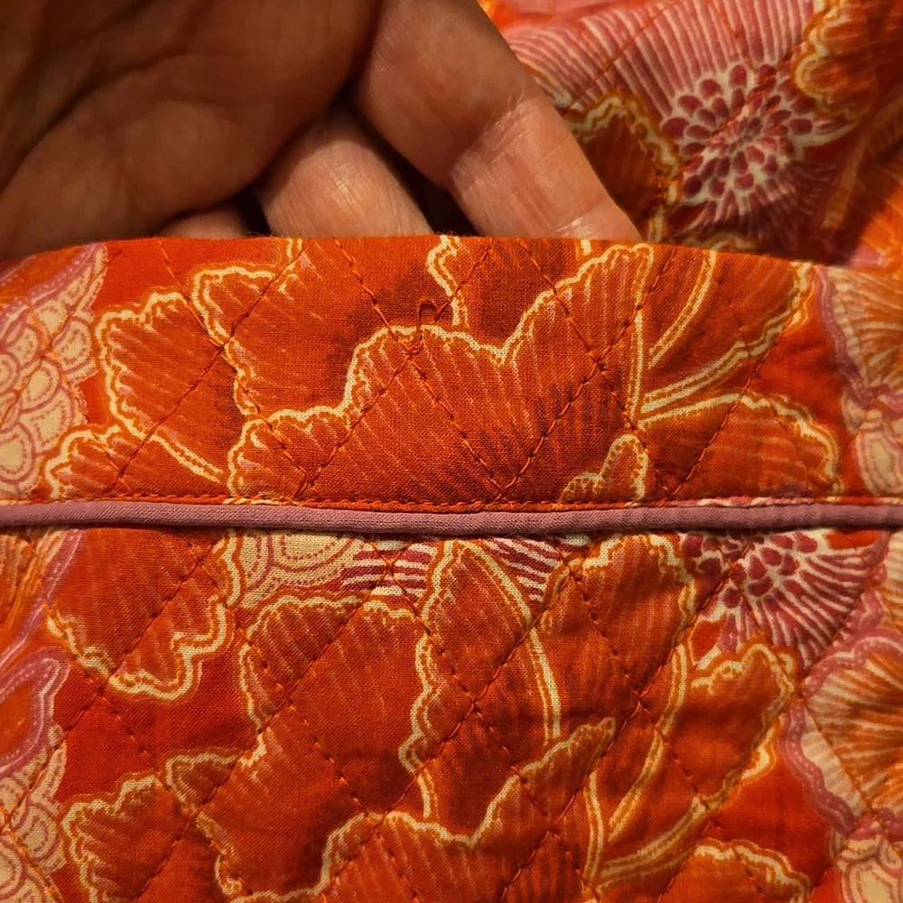 Mahogany Gina Quilted Cotton Floral Kimono Short Robe And PJ Bottoms